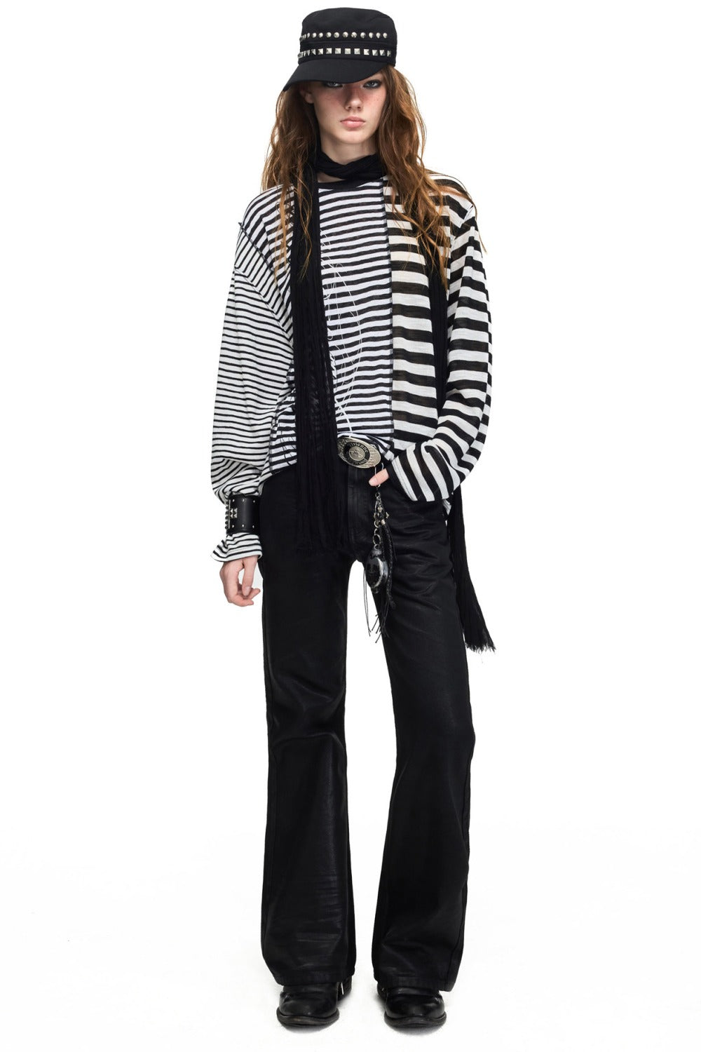 Vintage Striped Long-Sleeve Tencel T-shirt