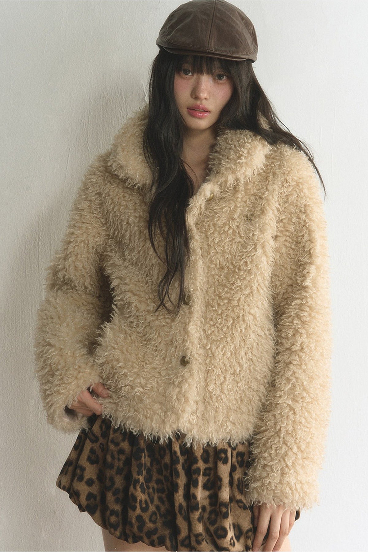 Short Plush Lamb Wool Top and Coat Set-Up