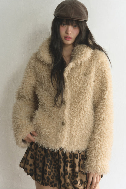 Short Plush Lamb Wool Top and Coat Set-Up