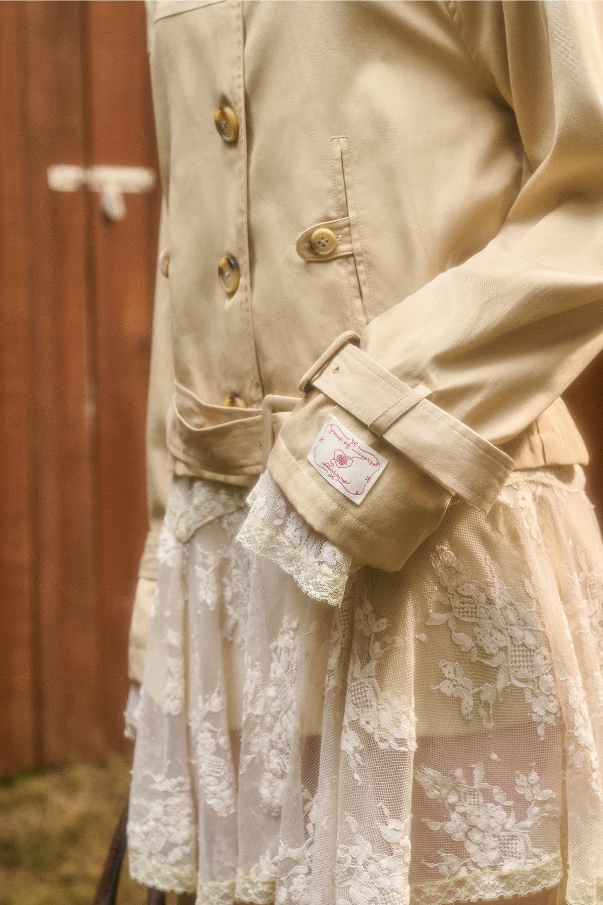 Skin Brown Short Trench Jacket