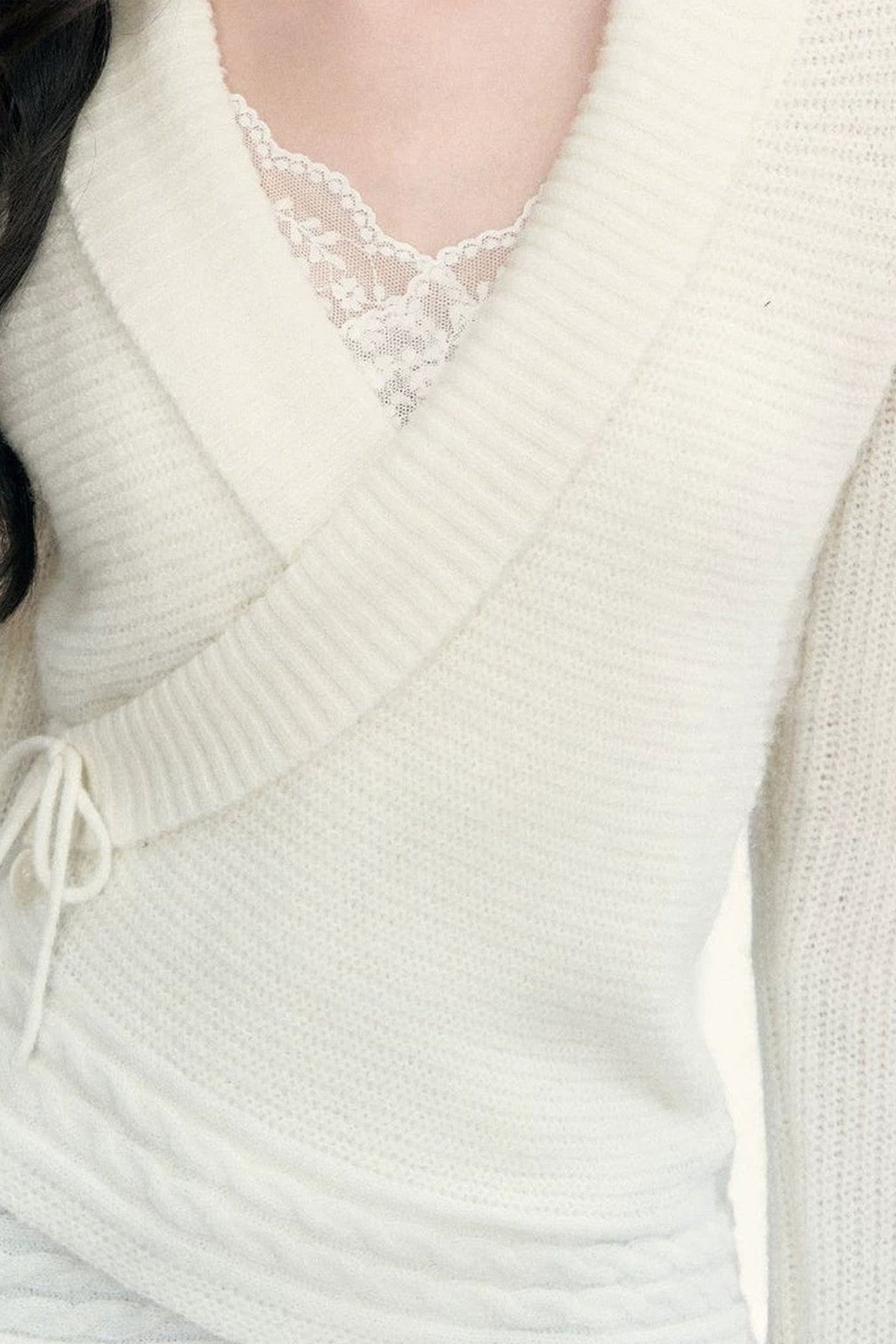 V-Neck Cross Lapel Knit Top