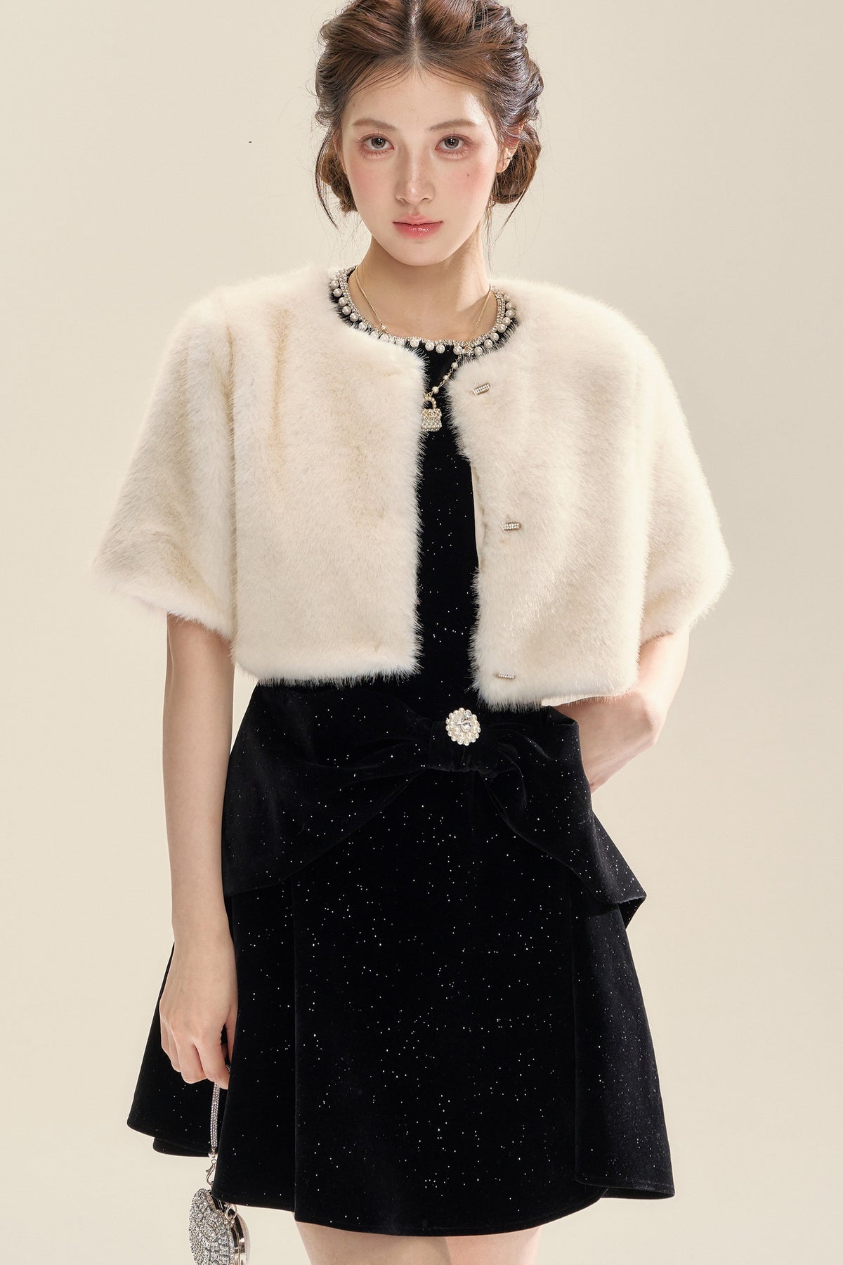 Velvet Nocturne Bow Dress Set-Up