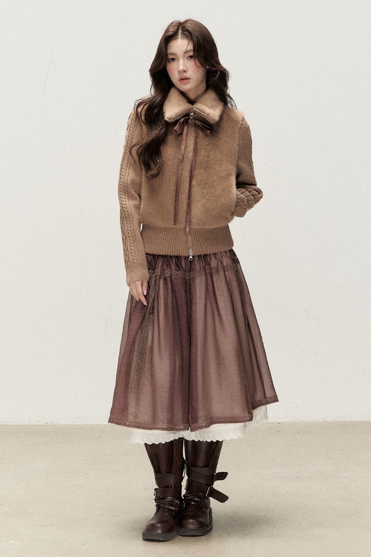 Ballet Brown Gauze Long Skirt