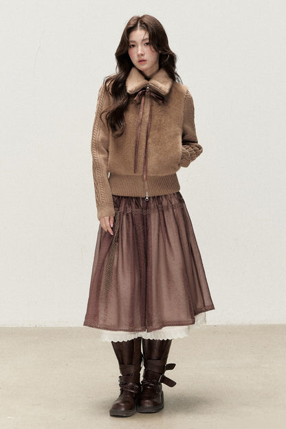 Knitted Patchwork Faux Fur Jacket