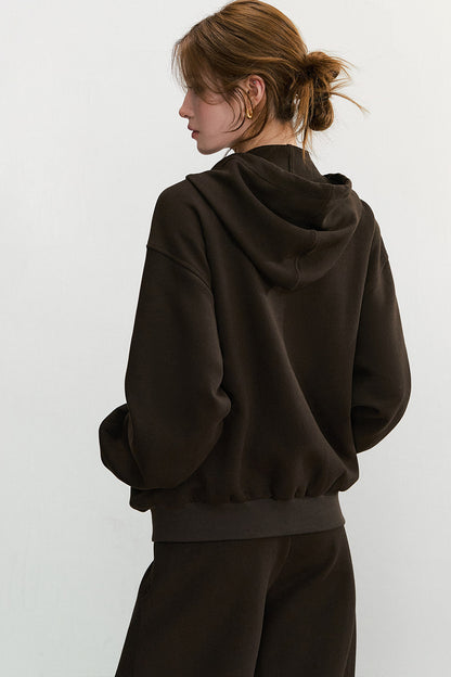 Embroidered Hooded Cardigan Sweatshirt and Wide-Leg Pants Set-Up