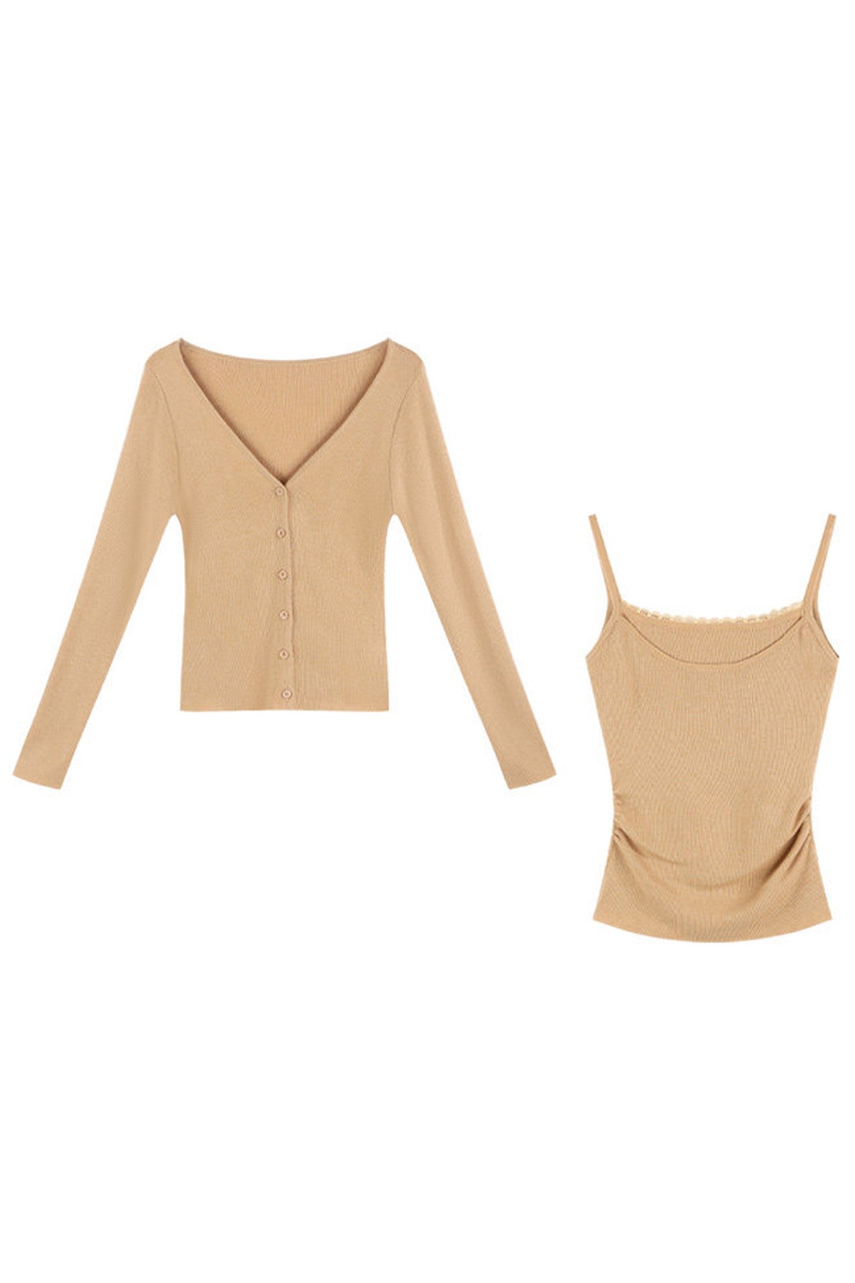 Orange Knit Vest and Cardigan and Jeans Set-Up