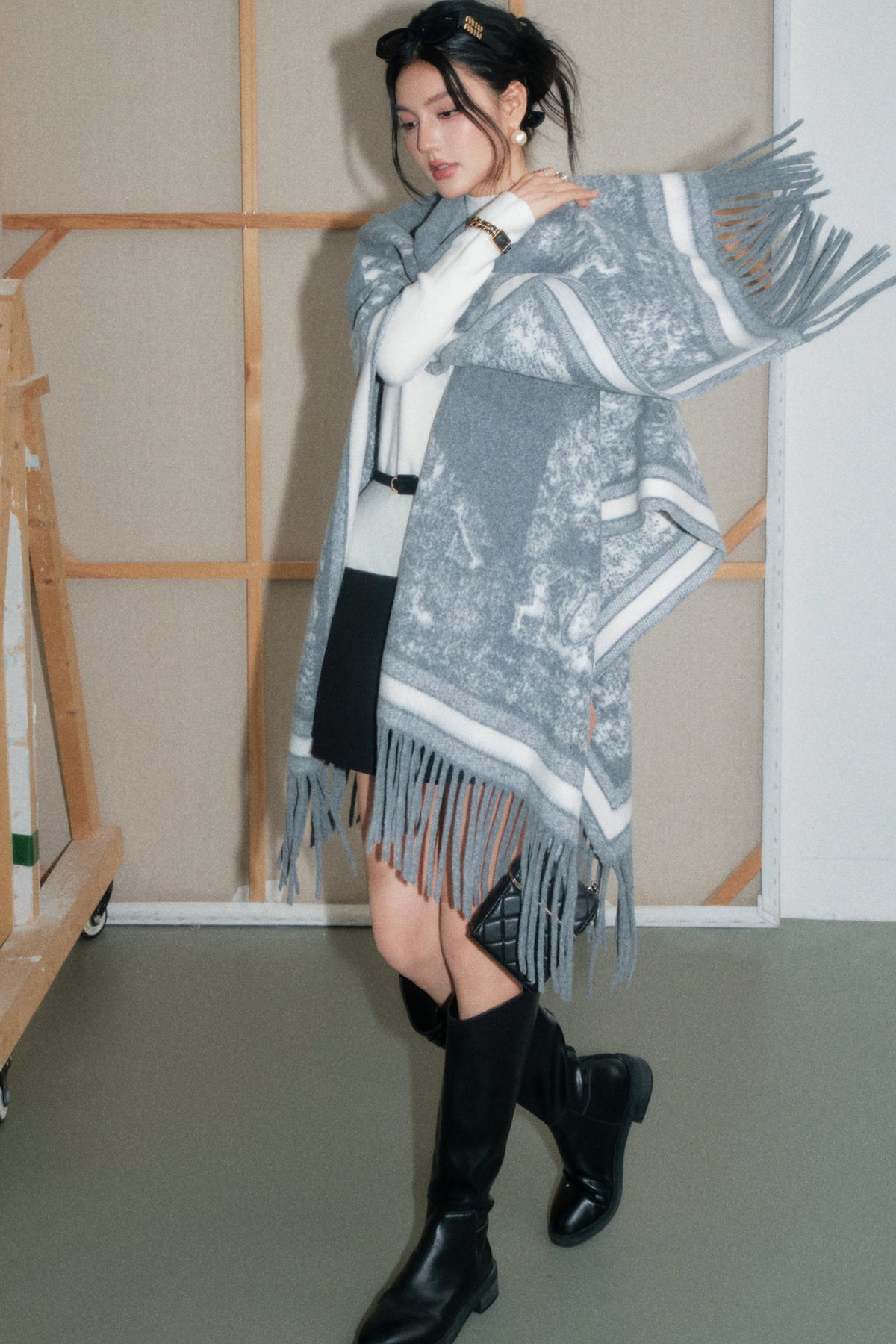Tassel Smudged Poncho
