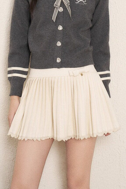 Bow Sailor Collar Knit Cardigan Set-Up