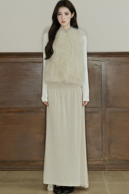 Natural Feather Sleeveless Vest