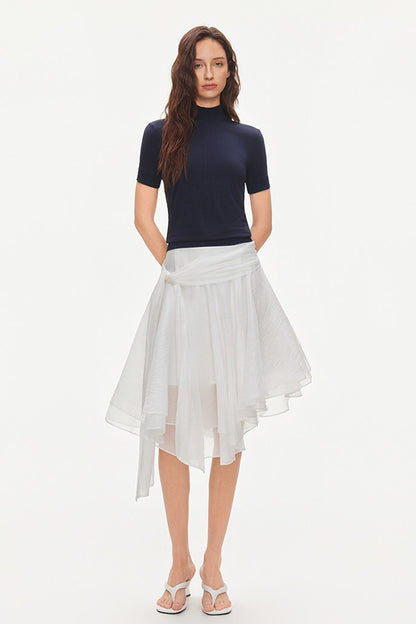 Tencel-Modal-Bluse mit halbhohem Kragen