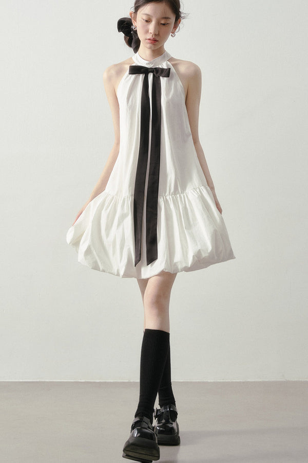 Cloud Ribbon Halter Dress