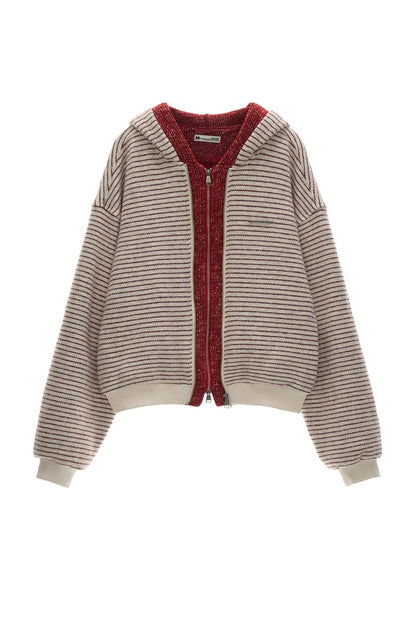 Sudadera holgada de punto a rayas con capucha