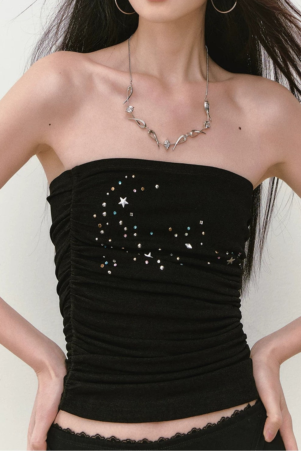 Star Beaded Pleated Bustier