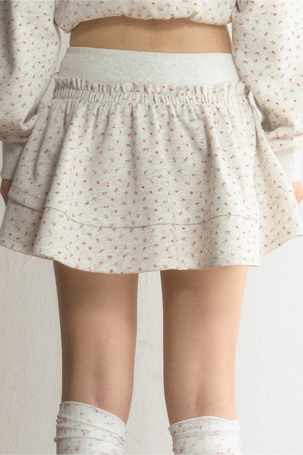 Floral Ruffle A-Line Skirt