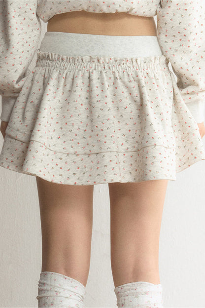 Floral Ruffle A-Line Skirt
