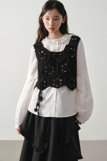 Original Design Gentle Floral Knitted Vest