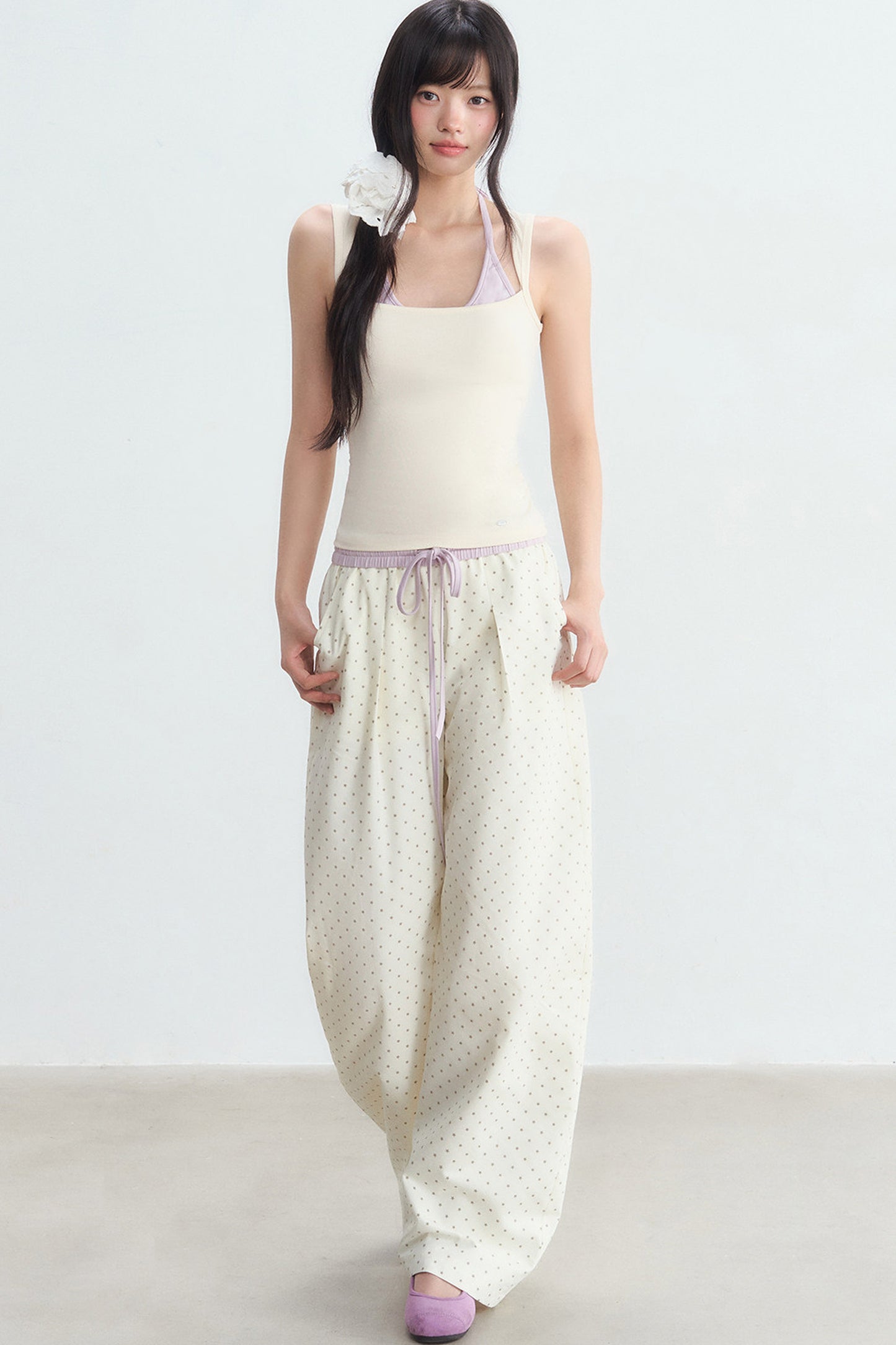 Halter Color-Blocked Camisole and Trousers Set