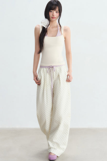 Halter Color-Blocked Camisole and Trousers Set