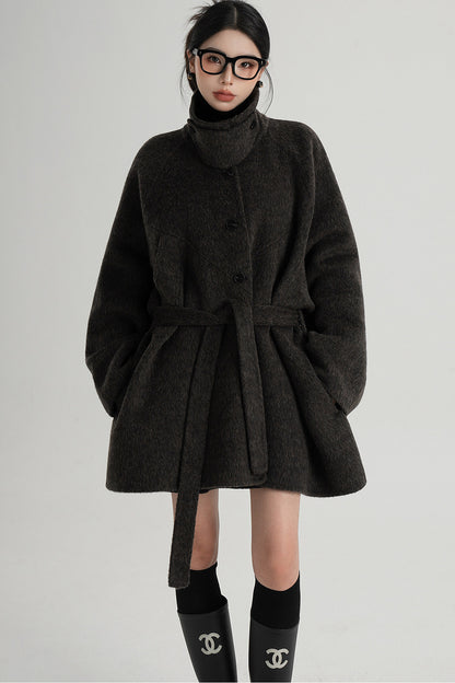 Mid-Length Armor Collar Wool Coat