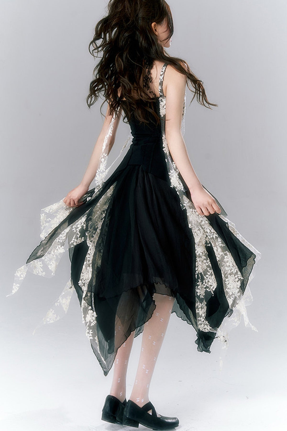 Französisches Gothic-Trägerkleid-und-Rock-Set