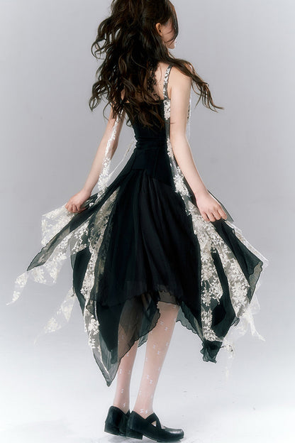 Französisches Gothic-Trägerkleid-und-Rock-Set