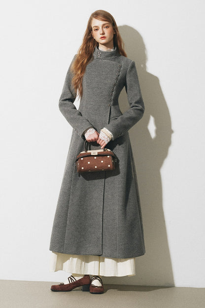 Asymmetrical Woolen Long Coat