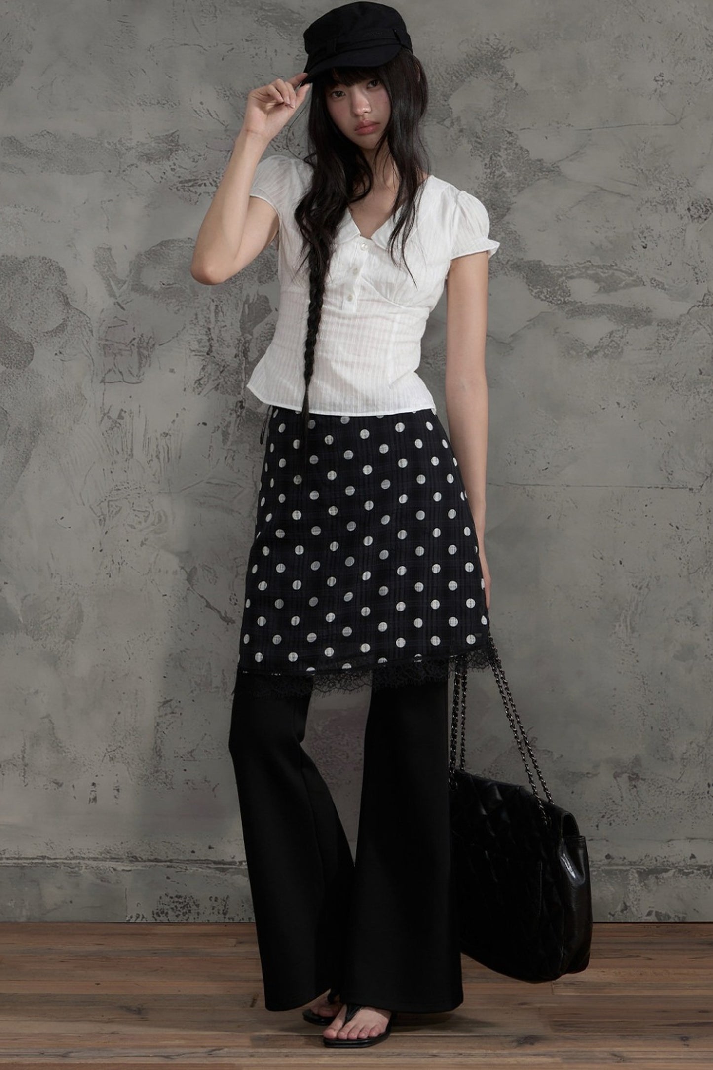 Lace Polka Dot A-Line Skirt