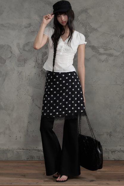Lace Polka Dot A-Line Skirt
