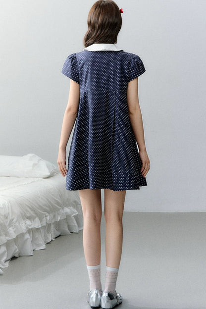 Navy Retro Polka Dot Dress