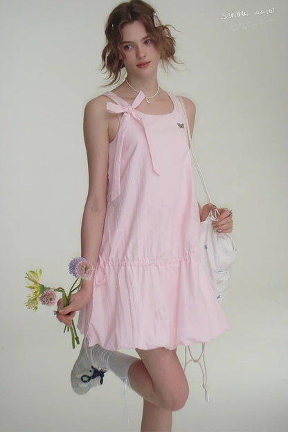Peach Soda Lace-Up Camisole Dress