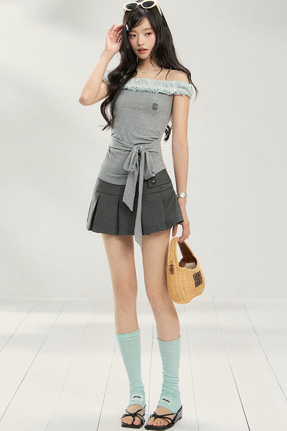 Polka Dot Lace One-Shoulder Top