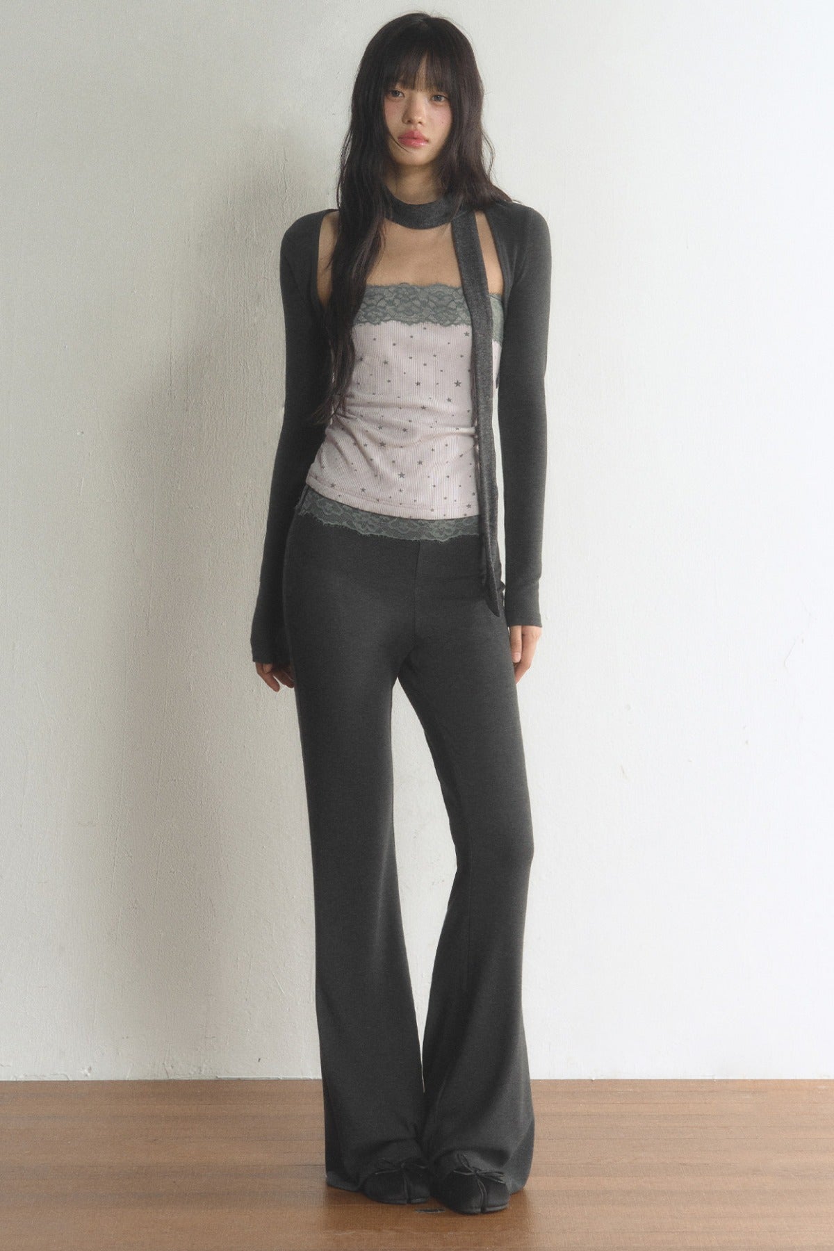 Lace Tube Top With Vest and Pants Set-Up