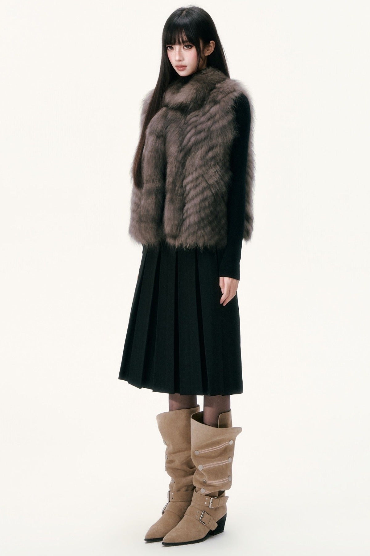 Saga Fox Fur Straight Vest