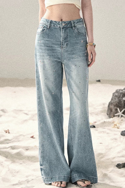Sequin Straight Leg Jeans
