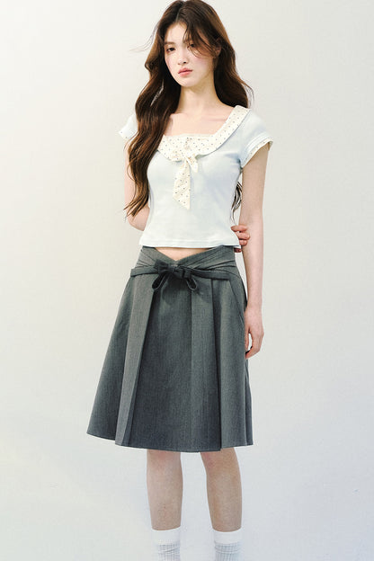 Sweet Bow Tie Floral Blouse