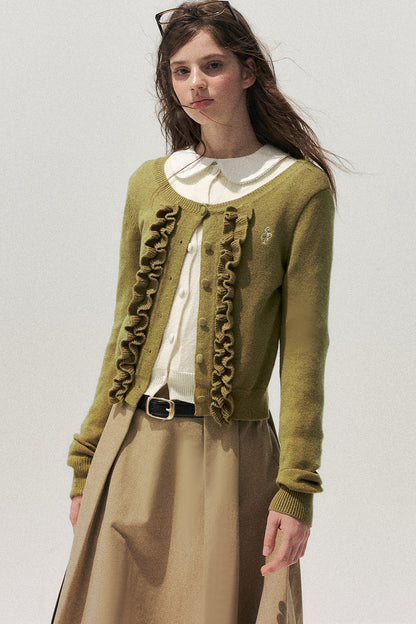 Layered-Look Floral Ruffle Sweater