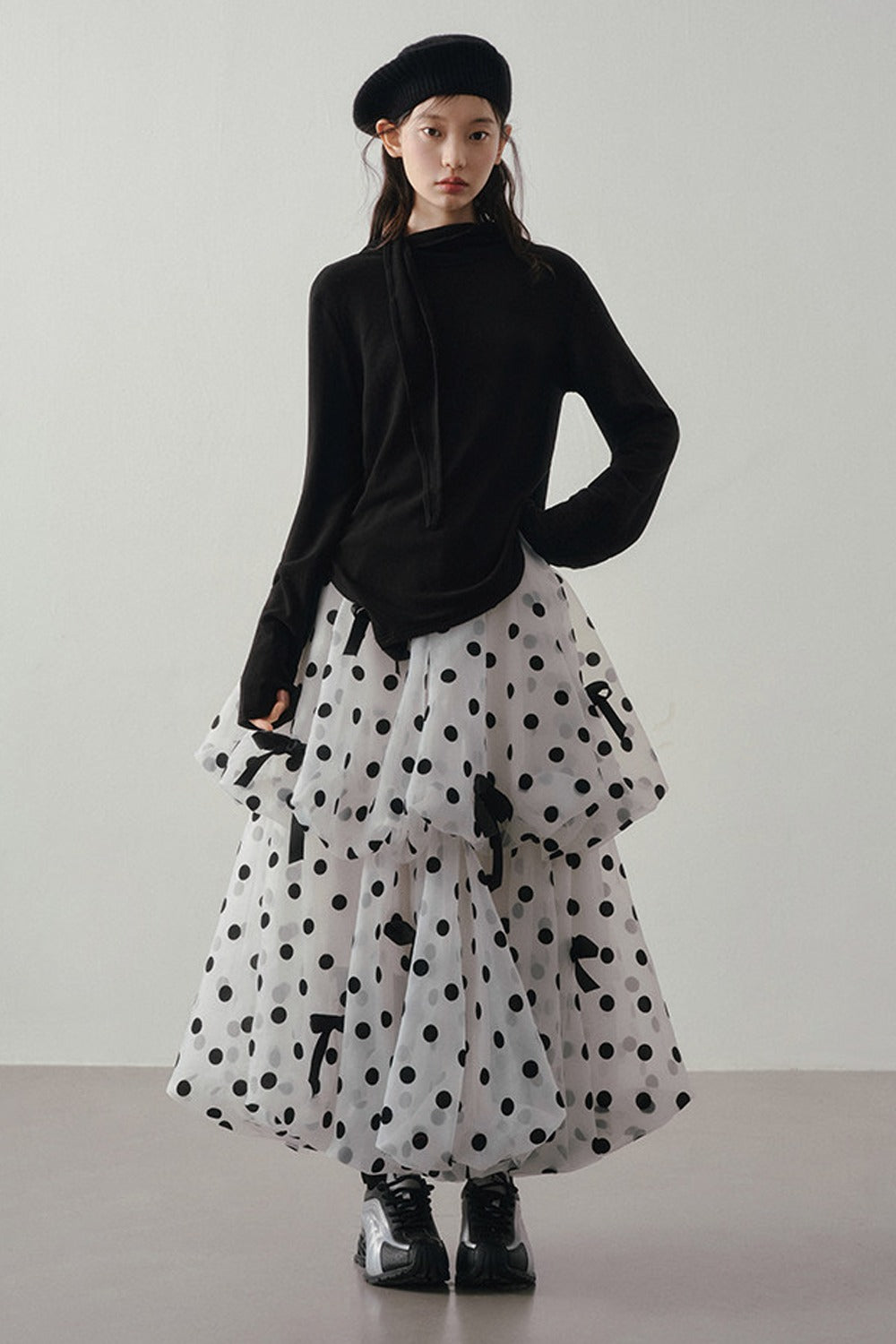 Polka Dot Tiered Bow Skirt