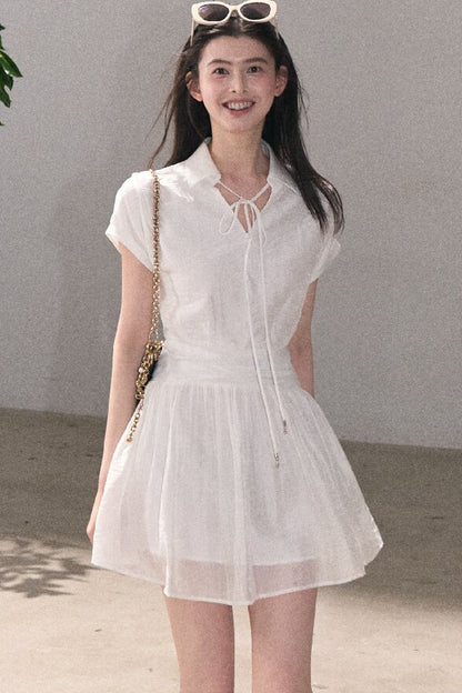 Lyocell Sheer Tie-Up Dress