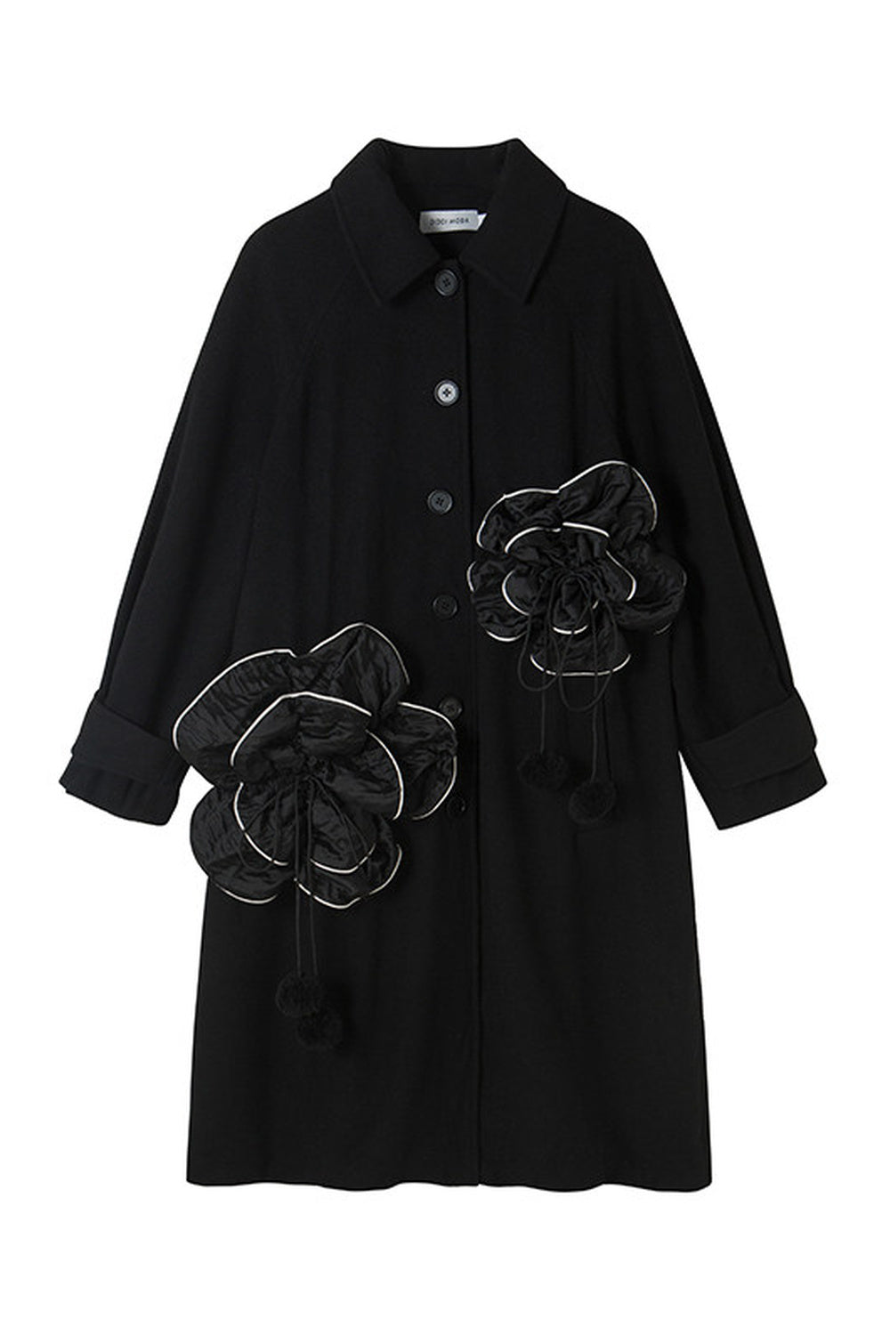 Floral Pleated Wool Coat