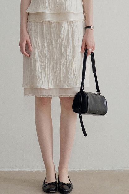 Pleated Bow Linen Vest Set-Up