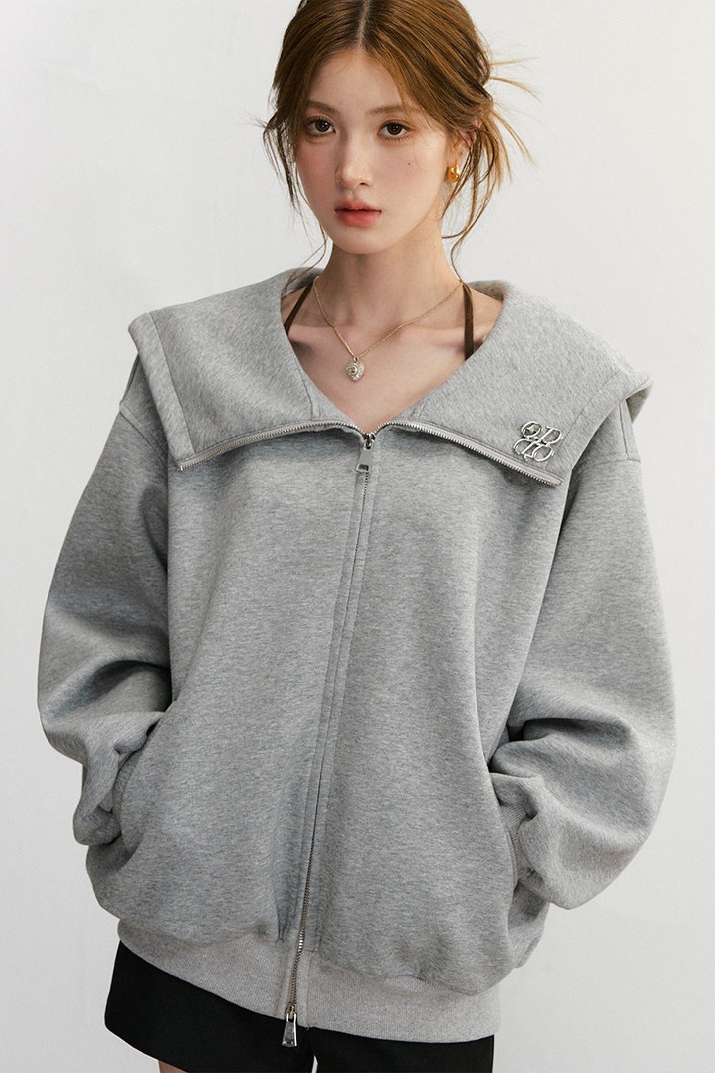 Large Lapel Hooded Cardigan
