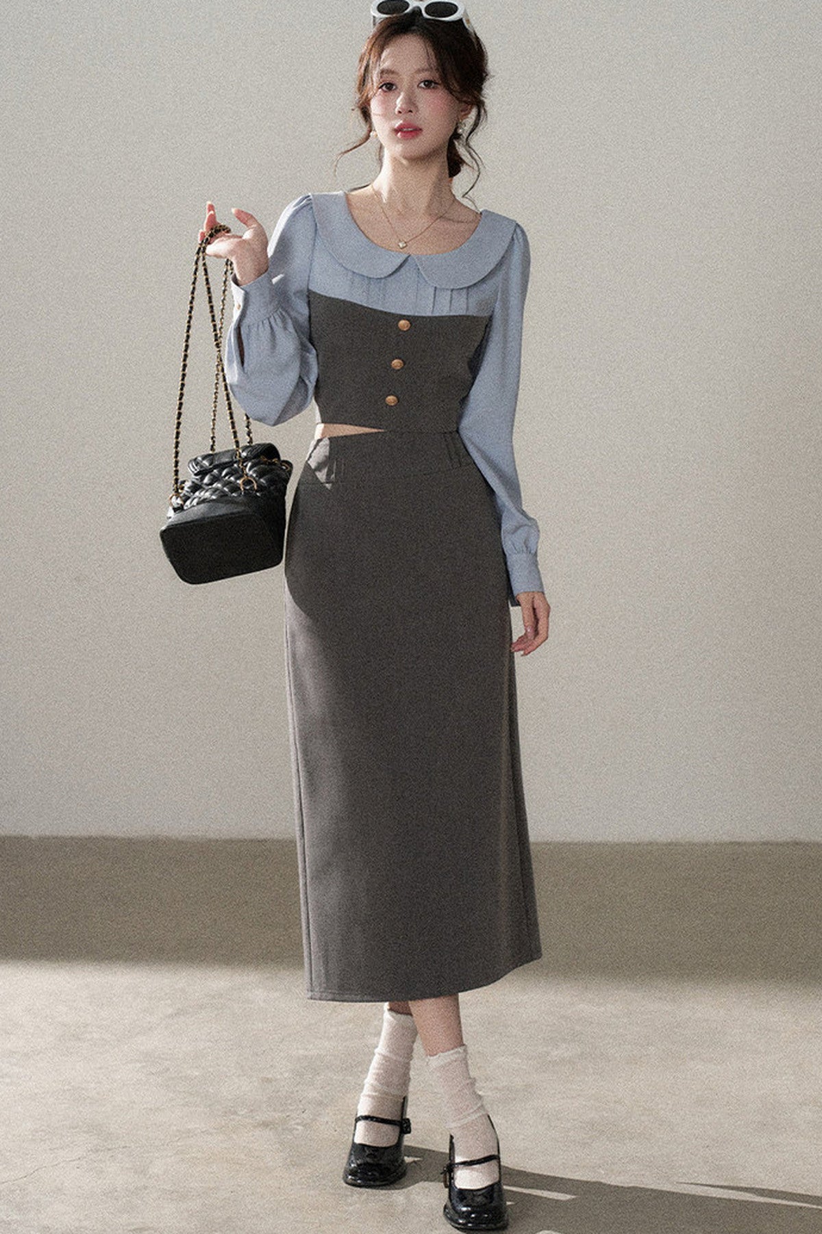 Color-Block Top and Skirt Set-Up
