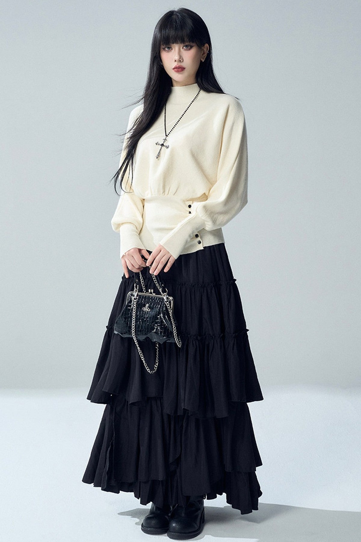 Short Batwing Knit Top