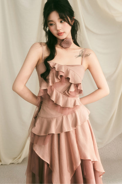 Rose Wave Layered Camisole and Skirt Set-Up