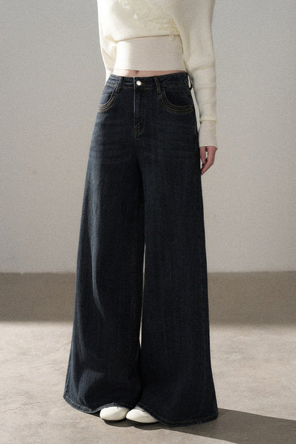 V-Neck Hollow Knit Top and Jeans Set-Up