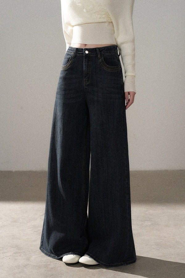 V-Neck Hollow Knit Top and Jeans Set-Up