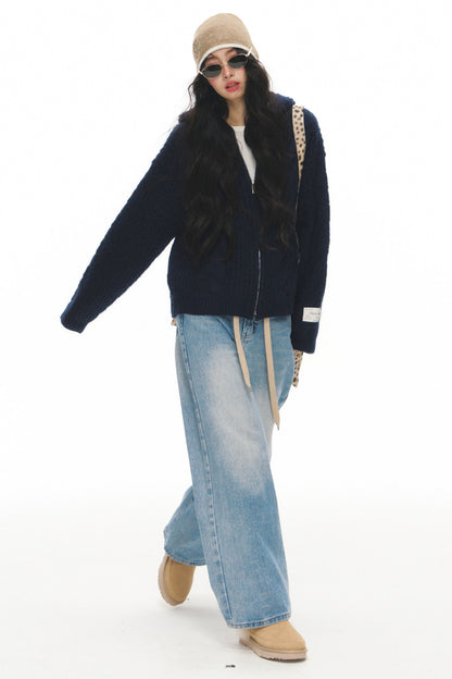 High-Waisted Straight Jeans and Jacket Set-Up