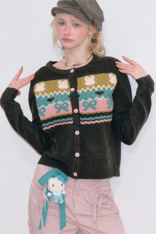 Brown Fair Isle Bunny Cardigan