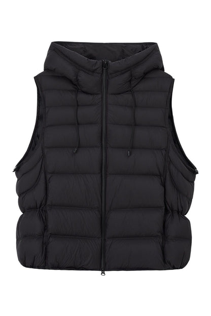 Ribbed Hooded Down Vest