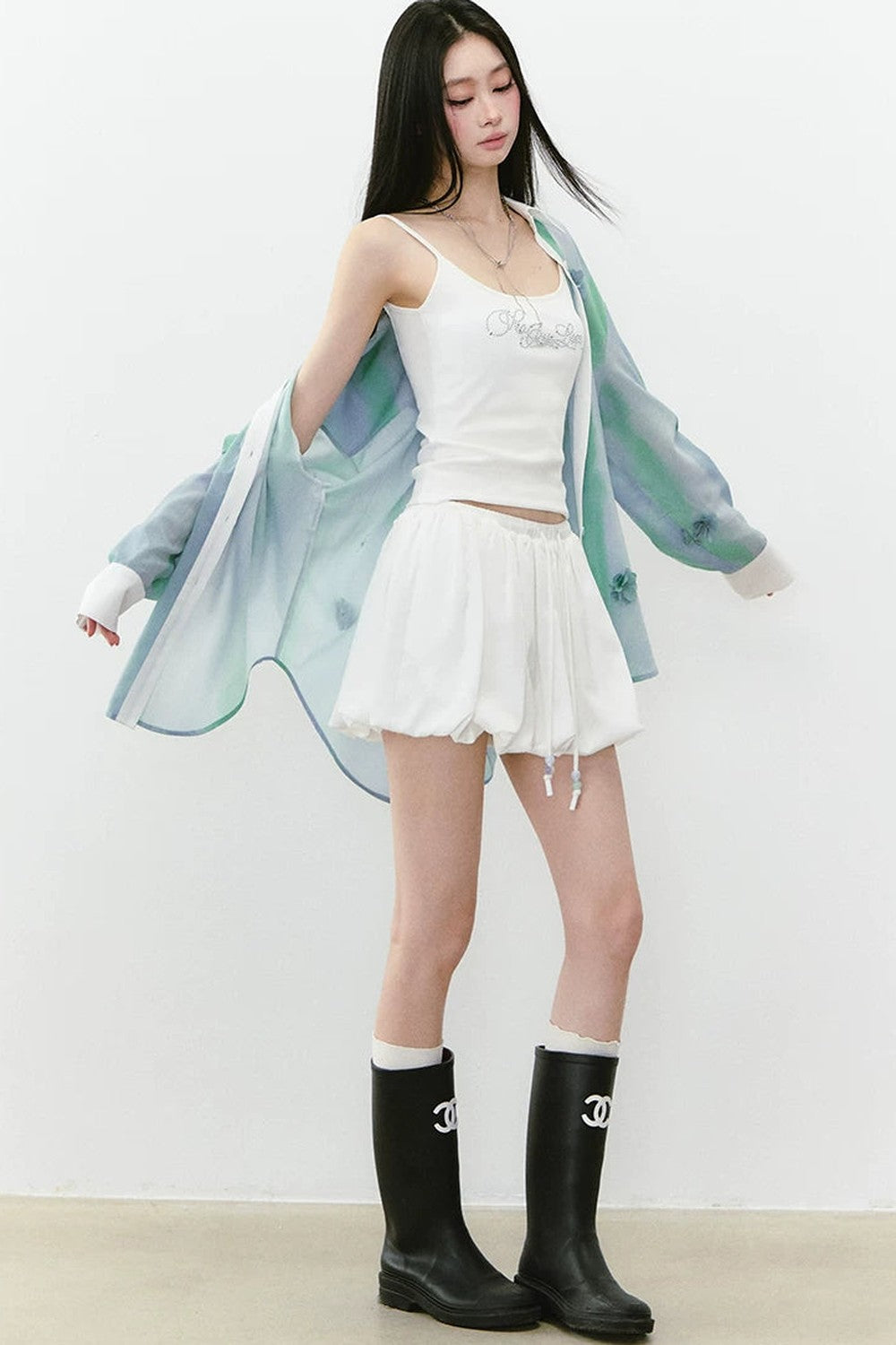 Chemise épaisse à fleurs avec protection solaire